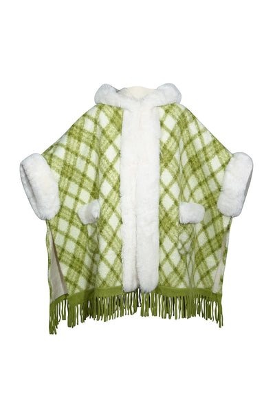 Scott Cashmere Women's Hooded Cape Exclusive Design - Green