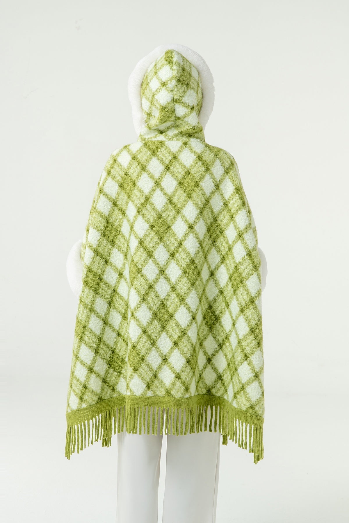 Scott Cashmere Women's Hooded Cape Exclusive Design - Green