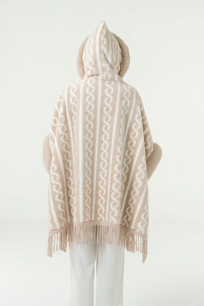 Scott Cashmere Women's Hooded Cape Exclusive Design - Cream