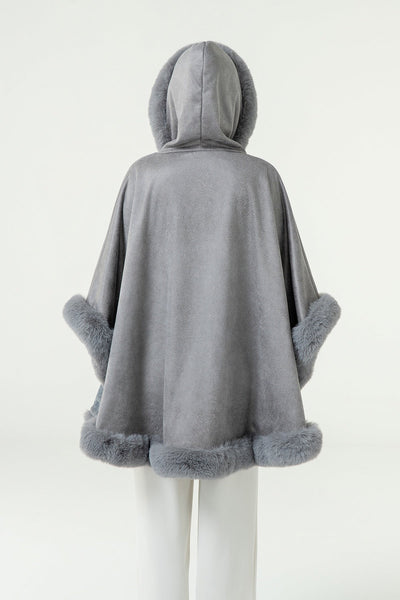 Scott Cashmere Women's Hooded Cape Exclusive Design - Grey