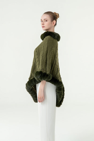 Scott Cashmere Women's Poncho Exclusive Design - Green