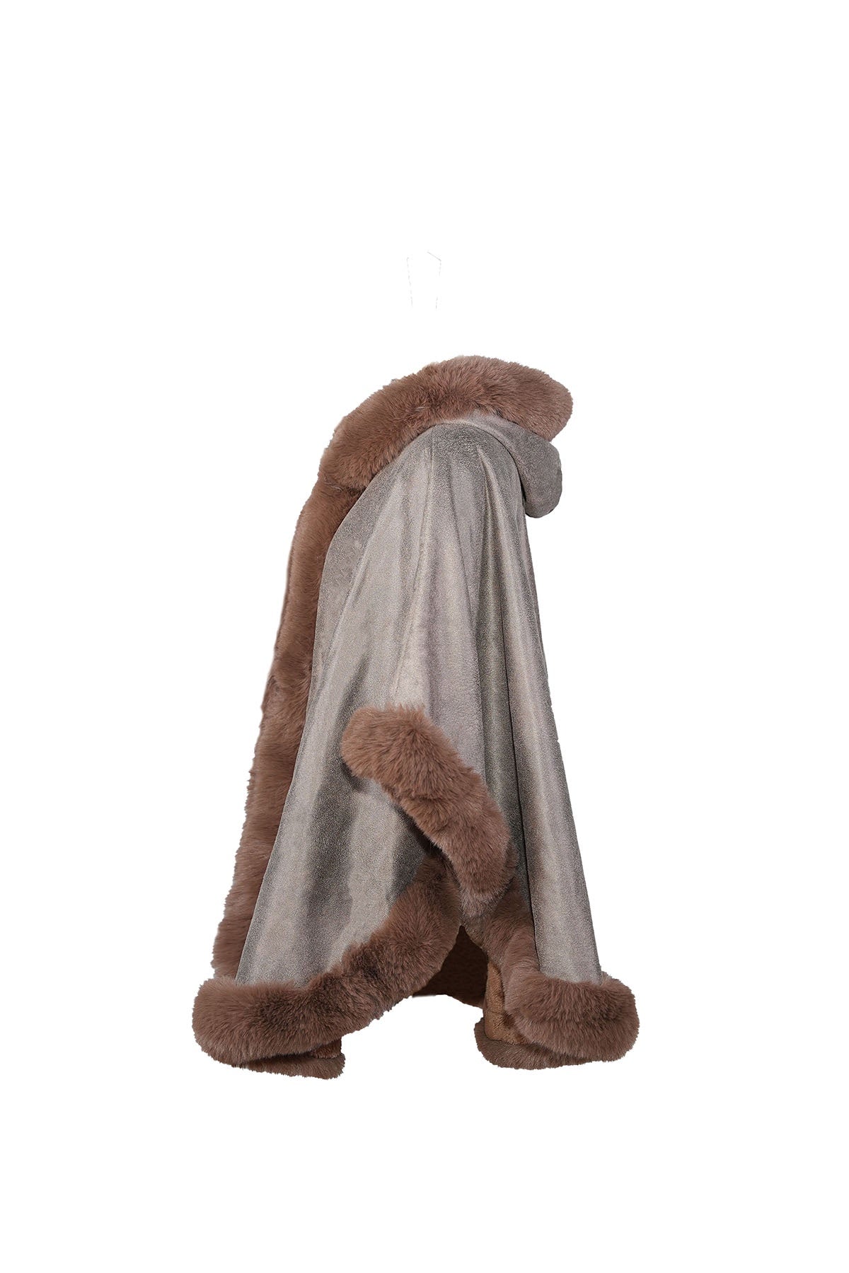 Scott Cashmere Women's Hooded Cape Exclusive Design - Brown