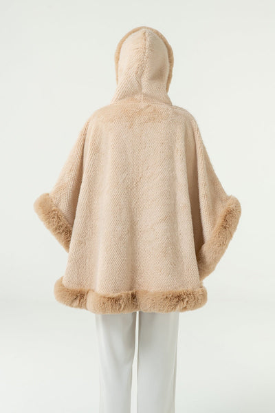 Scott Cashmere Women's Hooded Cape Exclusive Design - Beige