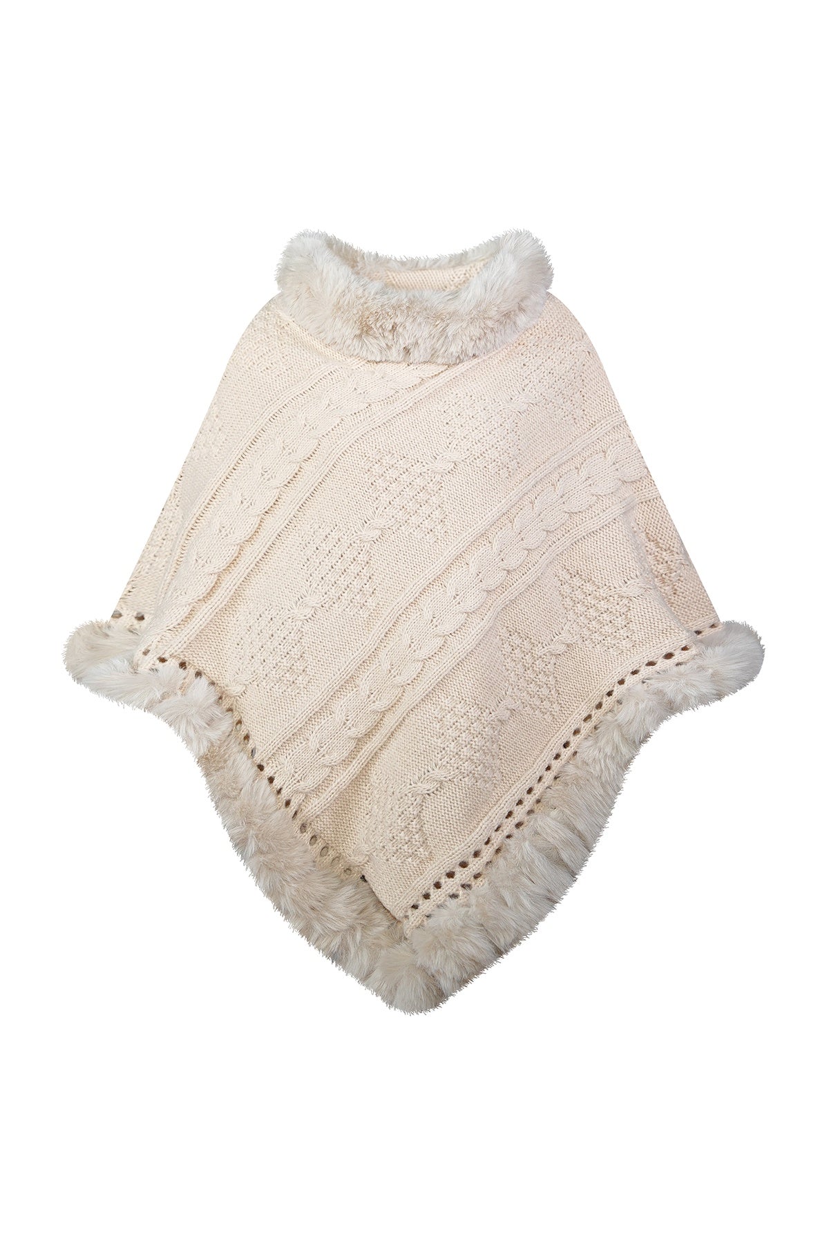 Scott Cashmere Women's Poncho Exclusive Design - Cream