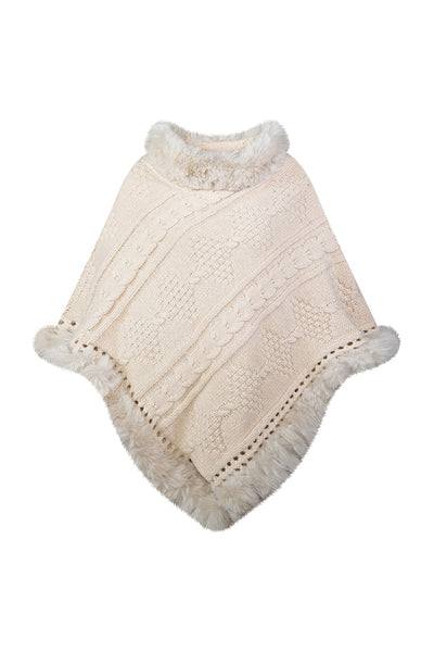 Scott Cashmere Women's Poncho Exclusive Design - Cream