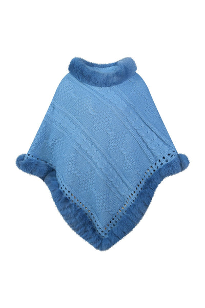 Scott Cashmere Women's Poncho Exclusive Design - Blue