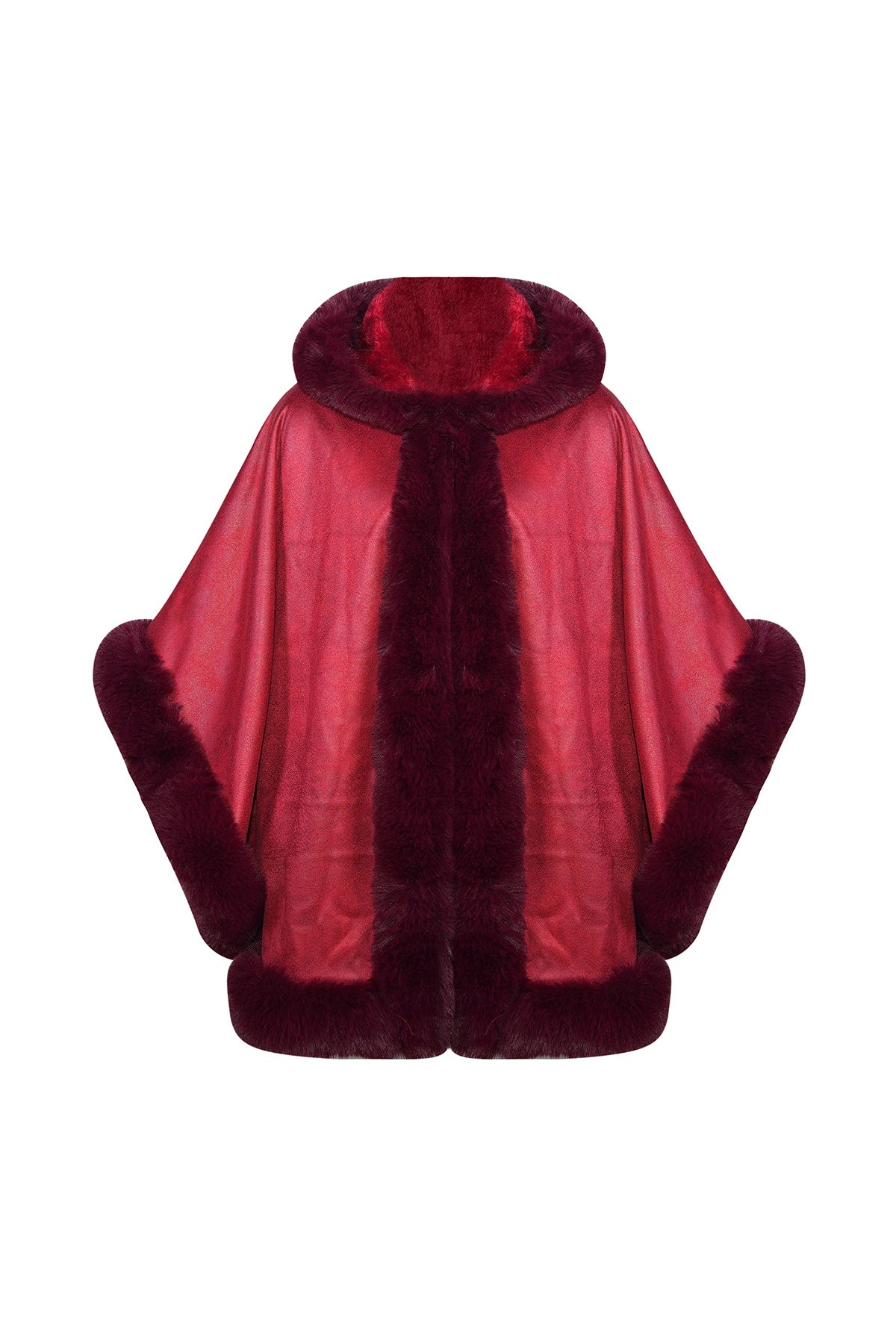 Scott Cashmere Women's Hooded Cape Exclusive Design - Red