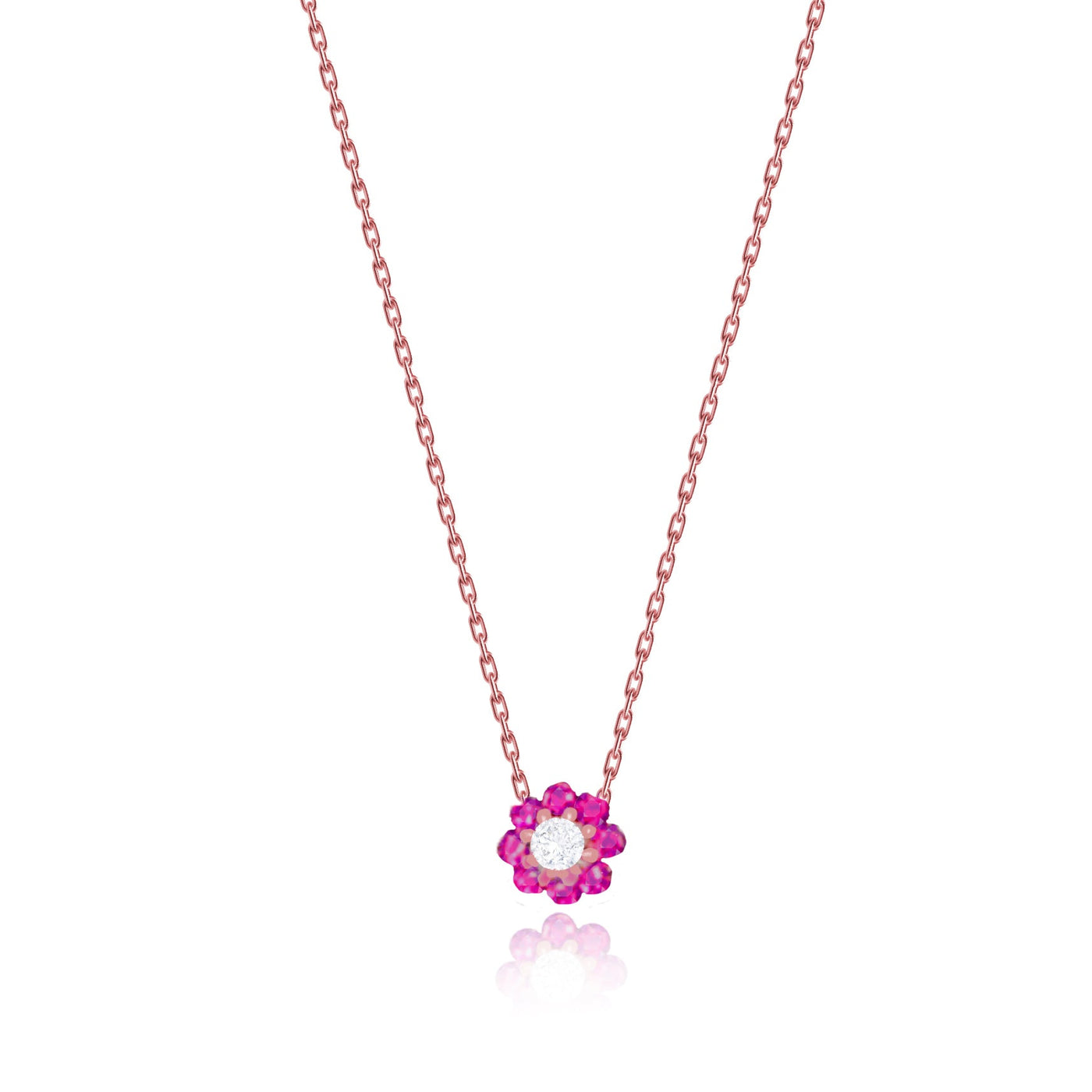 Lucchi 18k Rose Gold with Ruby and Diamonds - Necklace Style 25