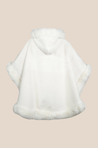 Scott Cashmere Women's Hooded Cape Exclusive Design - White