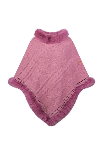 Scott Cashmere Women's Poncho Exclusive Design - Pink