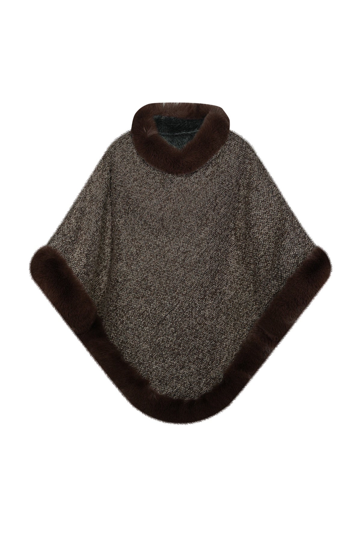 Scott Cashmere Women's Poncho Exclusive Design - Brown