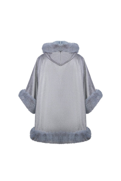 Scott Cashmere Women's Hooded Cape Exclusive Design - Grey