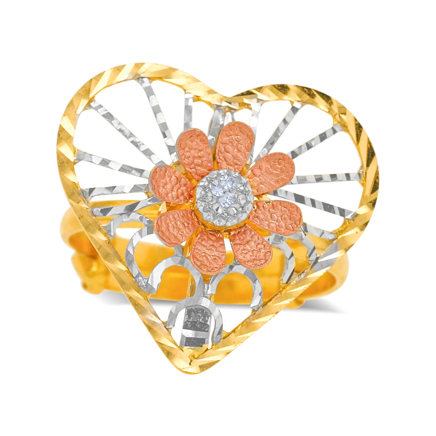 Lucchi 22k Yellow, White, and Rose Gold - Ring Style 90