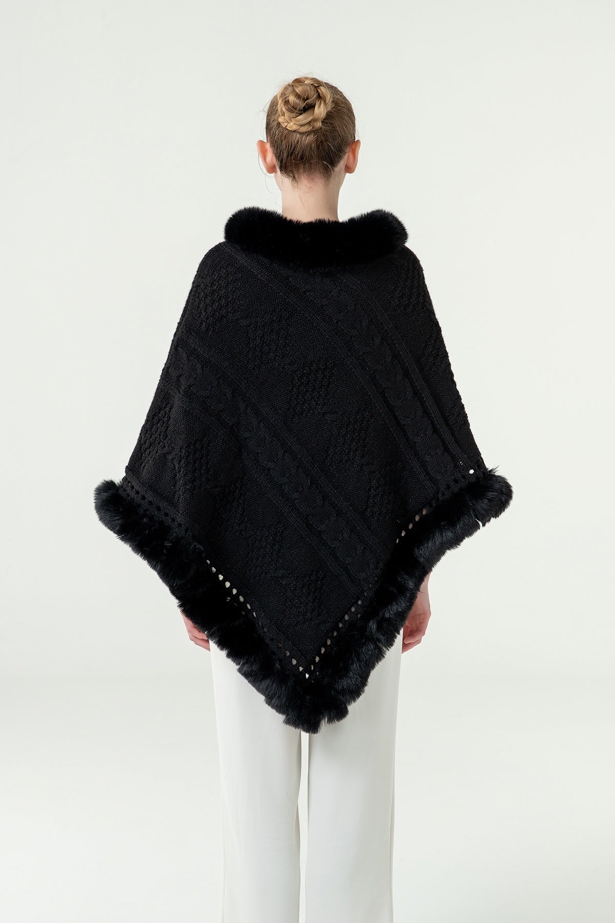 Scott Cashmere Women's Poncho Exclusive Design - Black