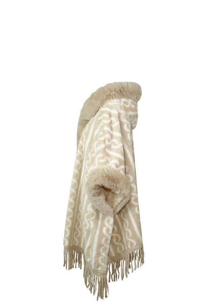 Scott Cashmere Women's Hooded Cape Exclusive Design - Cream