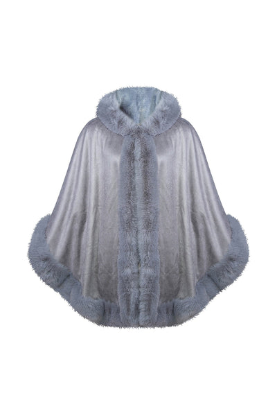 Scott Cashmere Women's Hooded Cape Exclusive Design - Grey