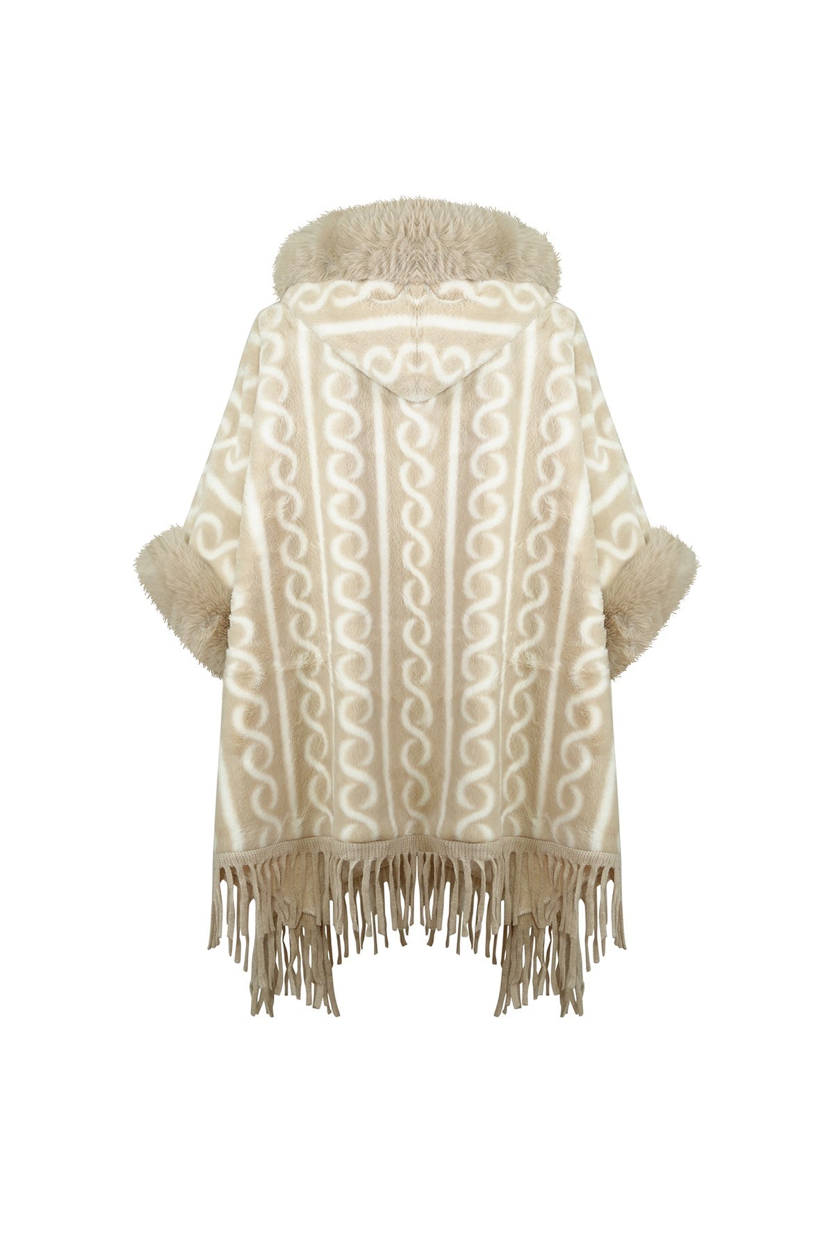 Scott Cashmere Women's Hooded Cape Exclusive Design - Cream