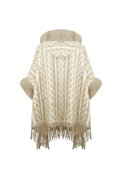 Scott Cashmere Women's Hooded Cape Exclusive Design - Cream