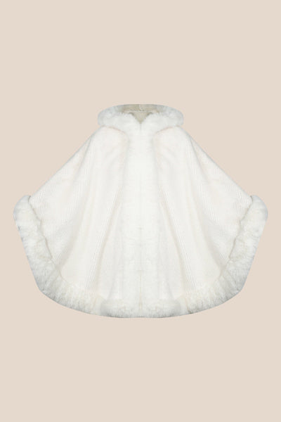 Scott Cashmere Women's Hooded Cape Exclusive Design - White