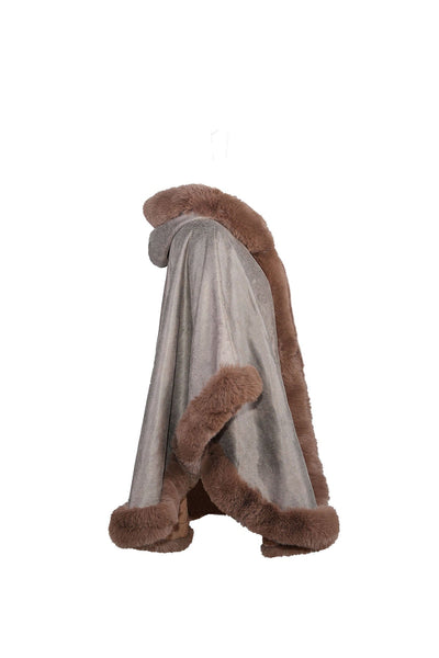 Scott Cashmere Women's Hooded Cape Exclusive Design - Brown