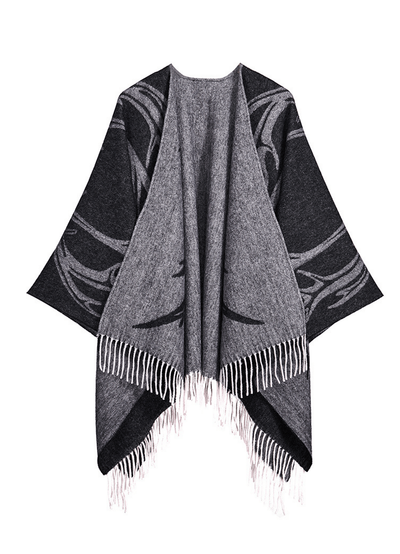 Cape Stag Grey Poncho 100% Pure Lambswool