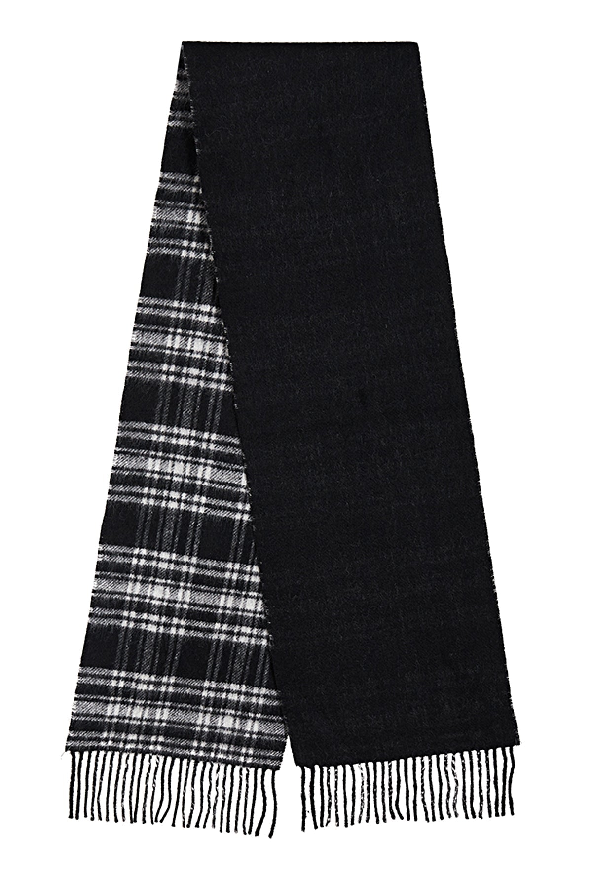 Reversible Scarf Menzies Black 100% Pure Lambswool