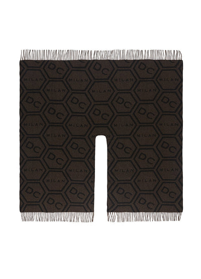 Cape DC Monogram Brown Poncho 100% Pure Lambswool