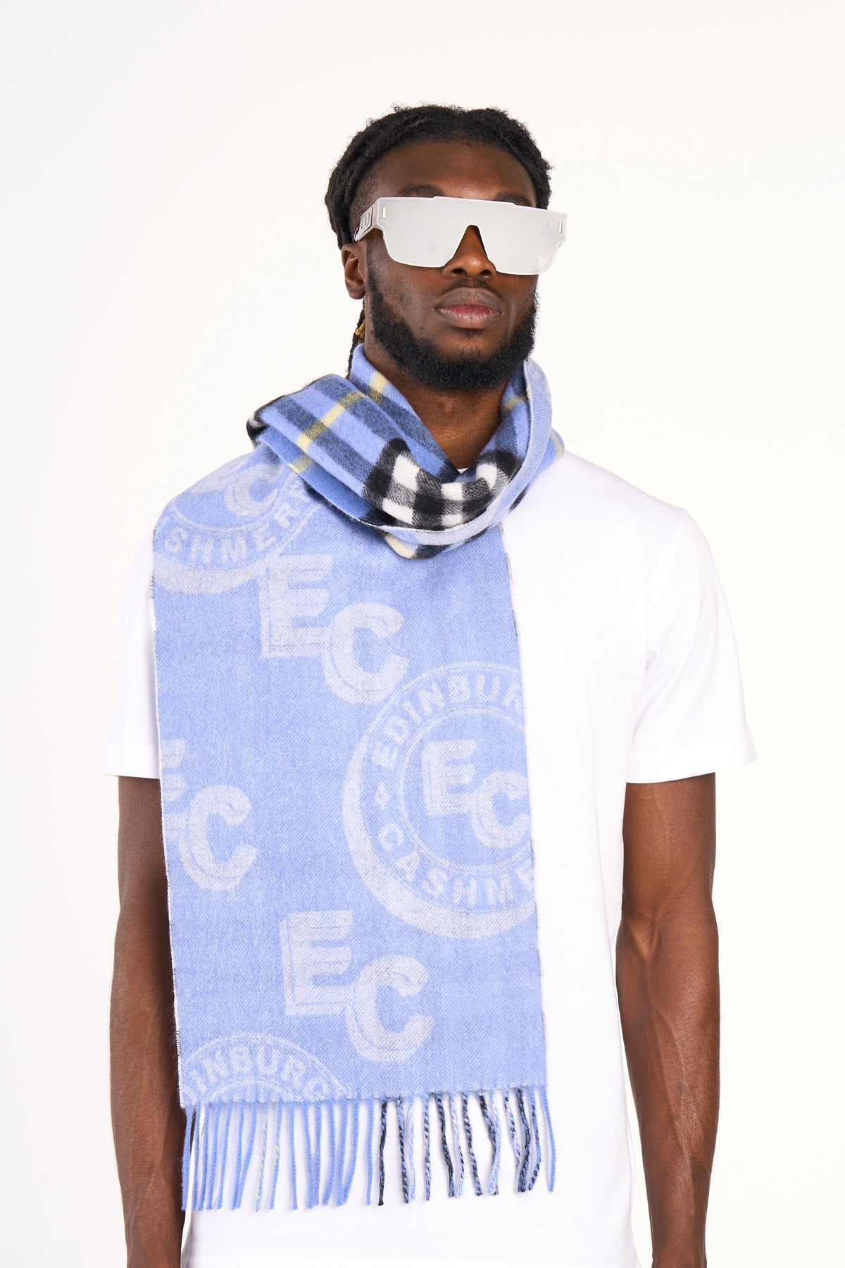 EC 100% ピュア ラムズウール ビッグ ブルー スカーフ