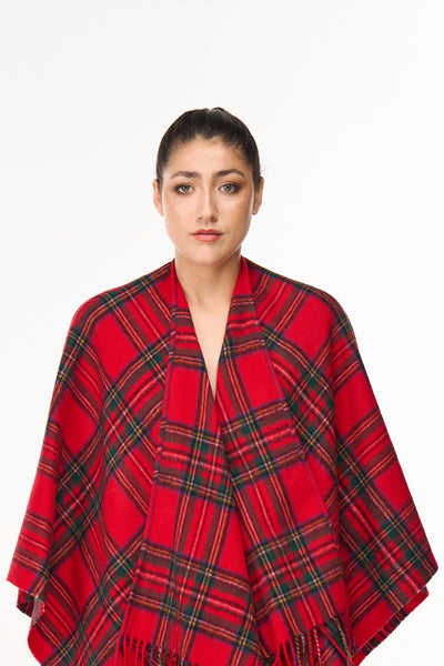 Cape Royal Stewart Tartan Poncho 100% Pure Lambswool