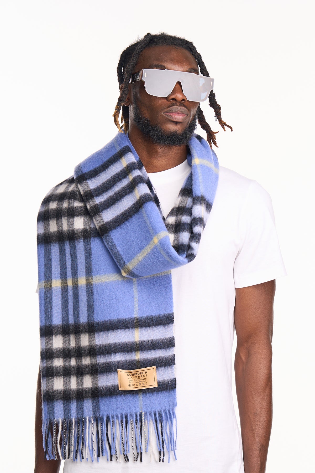 Scarf DC Classic Blue Oversized Wrap 100% Pure Lambswool