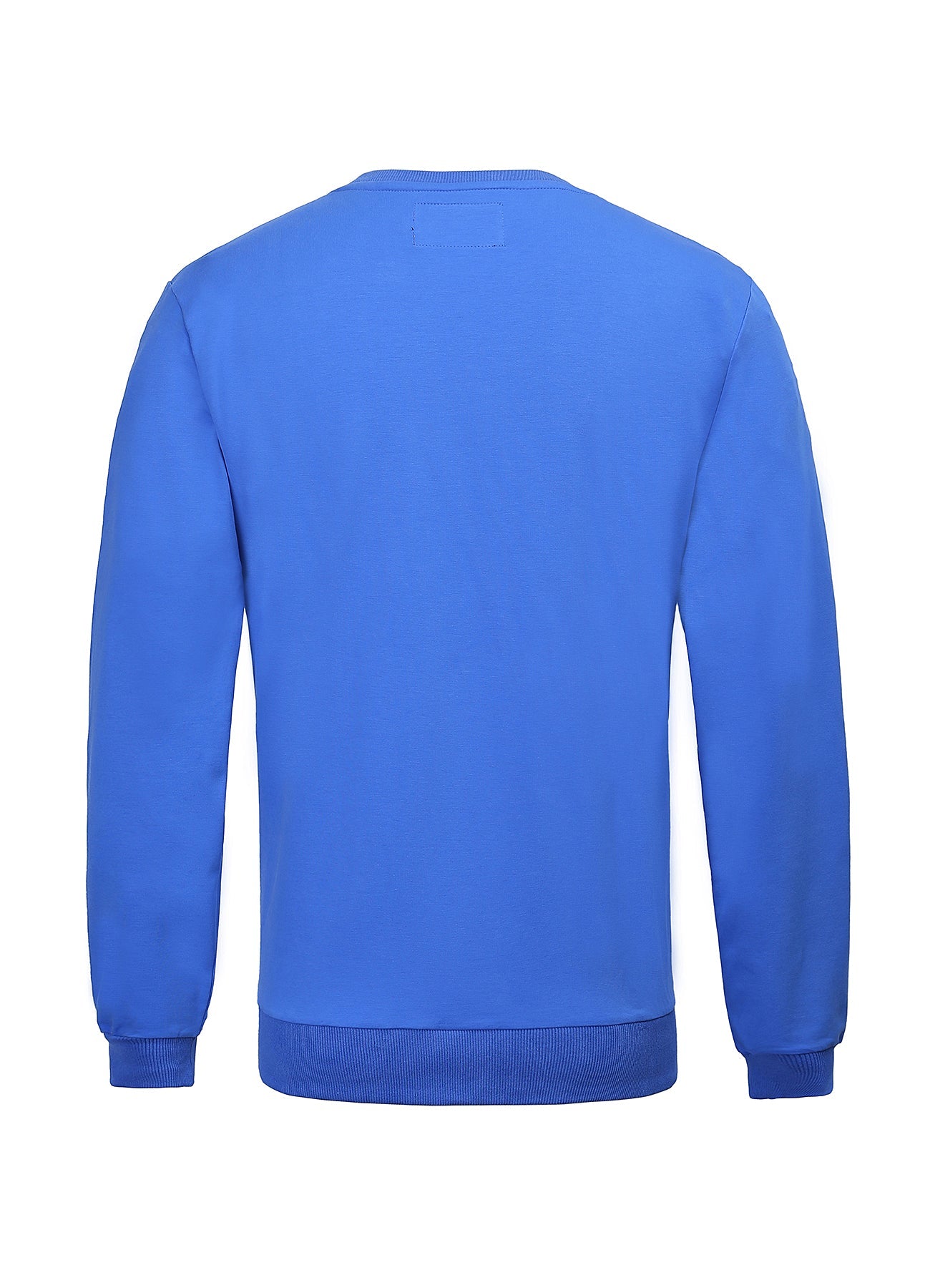 Embroidery Blue Cotton Sweatshirt With Big Logo