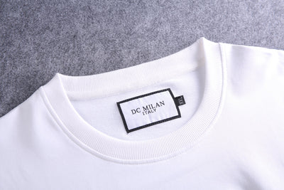 ビッグロゴ刺繍ホワイトコットンスウェットシャツ