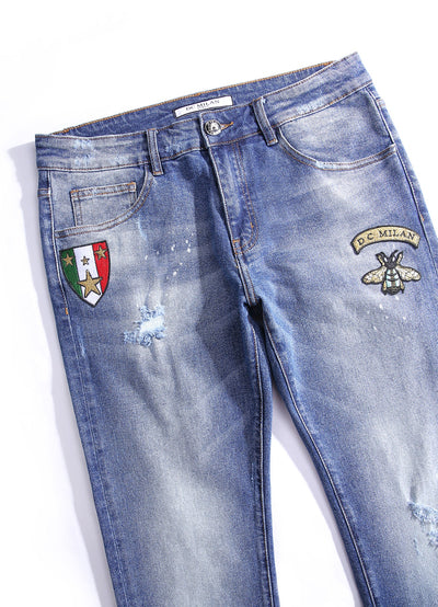 Light Blue Slim-Fit Jeans With 2 Logos