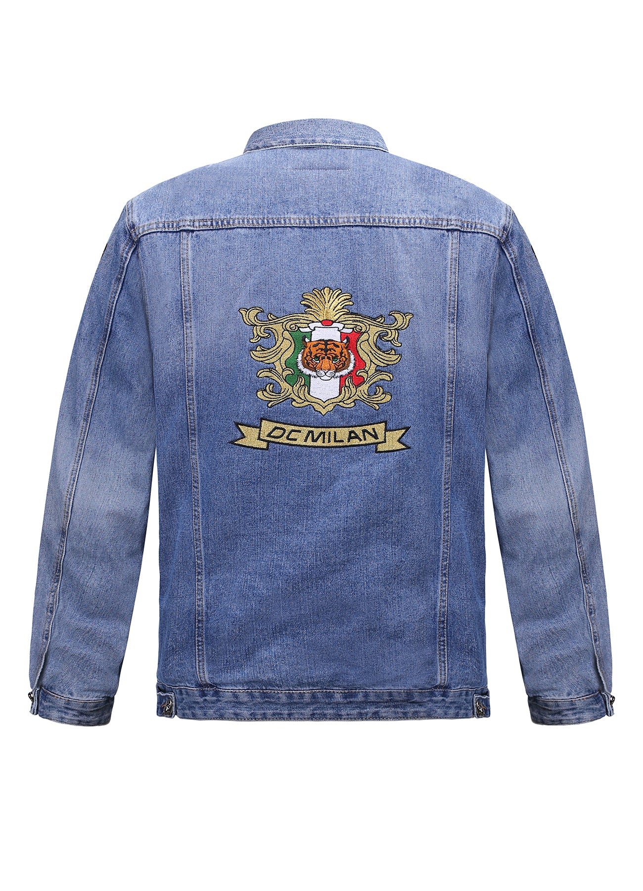 Embroidered Medium Blue Classic Denim Jacket