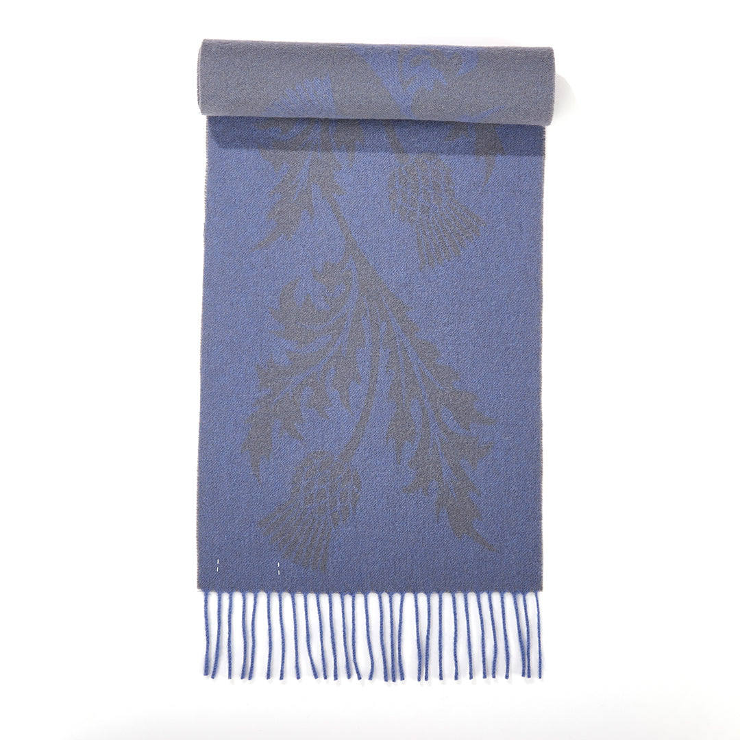 Single Thistle Blue Scarf 100% Pure Lambswool