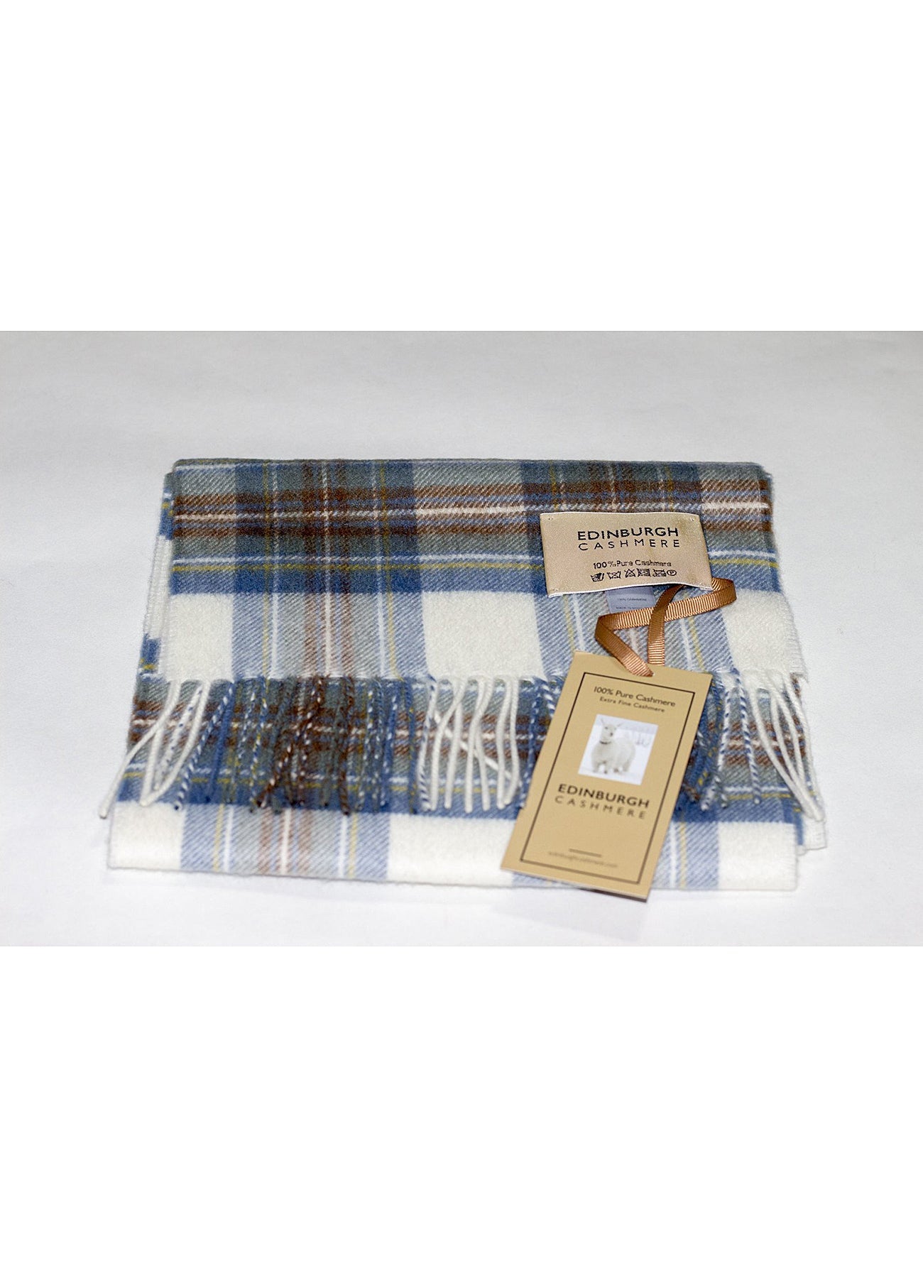 Stewart ミュートブルー - スコットランド製スカーフ 100% ピュア カシミア