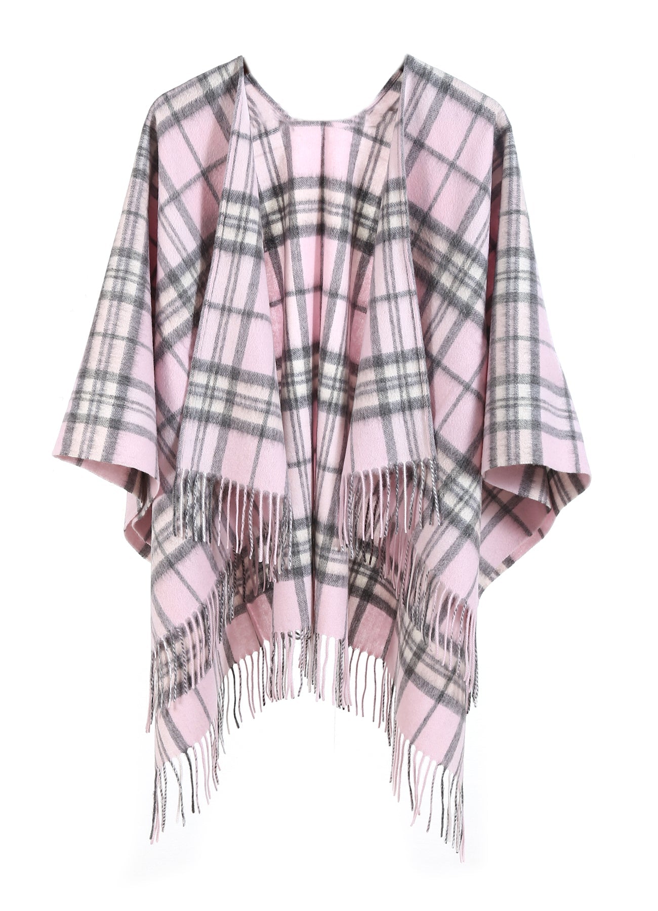 Cape Thomson Pink Tartan Poncho 100% Pure Lambswool