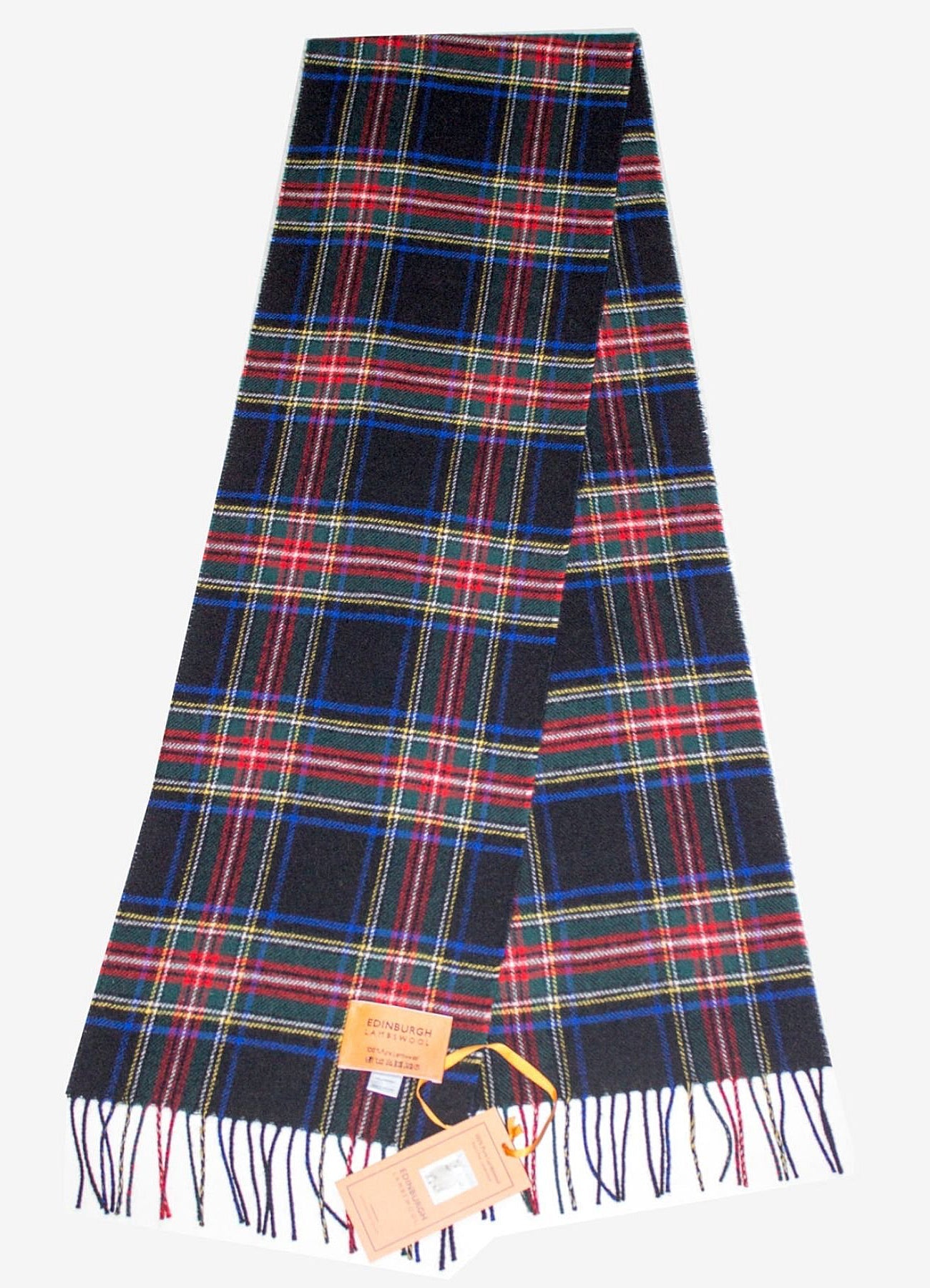 スチュワート ブラック - スコットランド製スカーフ 100% ピュア カシミア