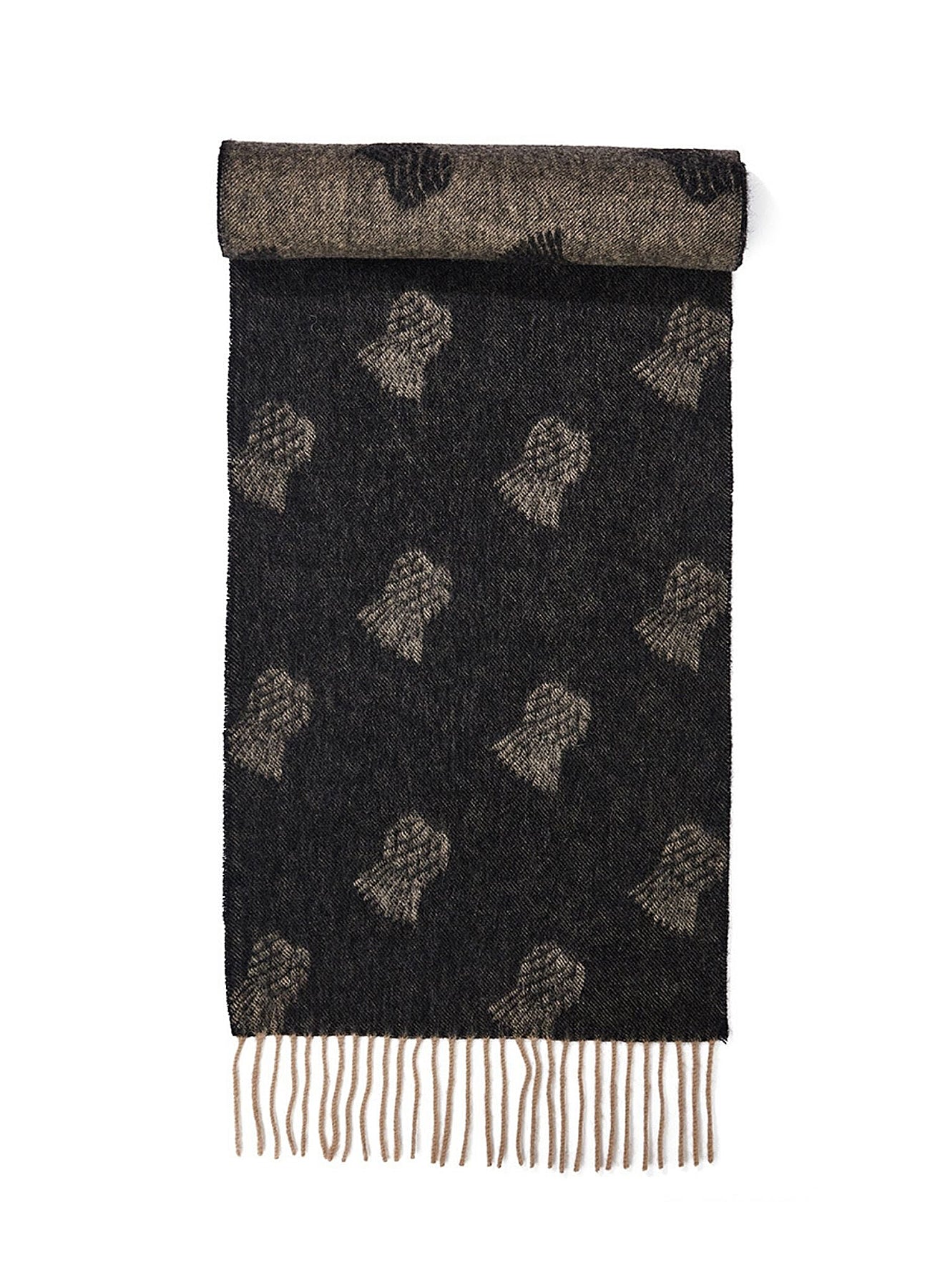 Small Thistle Charcoal Stole 100% Pure Lambswool
